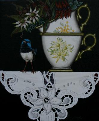 Australian Natives - Flannel Flower t/cup - Sold