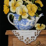Old Teapot with Giant Golden Pansies SOLD