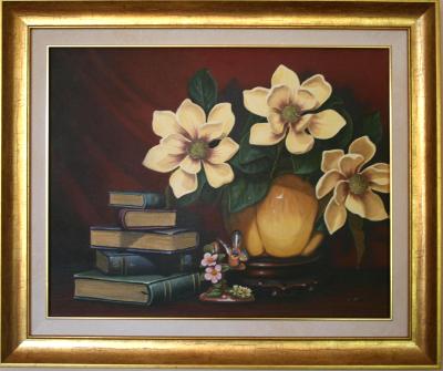 'Magnolias with Staffordshire Bird'  Artists Private Collection